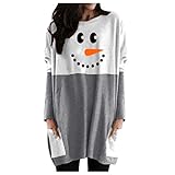 Engelsflügel Engelsflügel Plus Größe Frauen Langarm-Weihnachten O-Ausschnitt Töpfe T-Shirt Bluse Bluse Kurzarm (Grey, XXL)