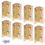 SWAWIS 8er Set Bettverbinder Bettbeschläge Bettgeländer Bettwinkel Schwerlast zum Einhängen Einhängebeschlag für Bettgeländer Bettrahmenprojekt Metall Gelb Chromatiert