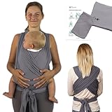 MAMMACITA® Tragetuch von Hebamme - Elastisches Babytragetuch Neugeborene ab Geburt bis 15kg - OEKO TEX - 5m Lang - Mit Tasche & Anleitung