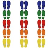 18 Blatt Farbe Bodenaufkleber mit Schuhabdrücke Muster 8 x 18 cm Vinyl Selbstklebend Bodenmarkierungen Abdruck Wasserdicht Boden Aufkleber für Büroetage Wandtreppen Weisen den Weg