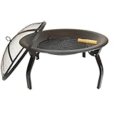 SOUK ONE Feuerschale Ibiza Black, Feuerschale Ø 56 cm - Feuerstelle für den Garten, Funkenschutz, Deckel für Feuerschalen, Terrasse und Balkon, Feuertonne und Feuerkorb (Ø 56cm Ibiza Black)