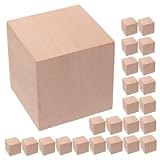 Kisangel 30 Stück Teiliges Holzbausteine für Große Unbehandelte Würfel zum Stapeln und Basteln Pädagogisches für Kreative Lernspiele und Eltern Junge Mädchen Aktivitäten