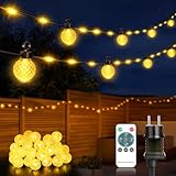 Lichterkette Außen, 100 LED 17M Dimmbare LED Lichterkette mit 8 Modi, Memory Funktion&Timmer Funktion, IP65 Lichterkette Außen Strom für Outdoor, Terrasse, Balkon, Hochzeit, Party, Garten, Warmweiß