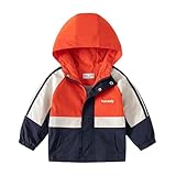 Volunboy Windjacke für Kleinkinder, Jungen, lässige Oberbekleidung, Kinder, leicht, Reißverschluss, Kapuzenjacke, niedlicher Staubmantel, Orange/Abendrot im Zickzackmuster (Sunset Chevron), 5-6 Jahre