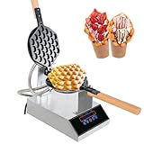 XSDAJSD 1400-W-Bubble-Waffeleisen, Eierwaffeleisen mit Einstellbarer Temperatur von 50–250 °C und Timer, intelligentem digitalem Anzeigefeld, für Restaurant-Bäckereien und Snackbars