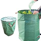 Gartensäcke Gartenabfalltaschen 500L Hochleistungsgartenbeutel mit Griffen und Deckel 2 PCs wiederverwendbare wasserdichte Gartensäcke zum Sammeln von Blattmülldebrieren