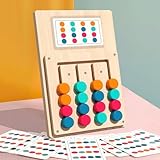 Farben Sortierspiel Holzpuzzle ab 3 Jahre Montessori Spielzeug Color Zuordnungsspiel Farben Holz Schiebepuzzle mit 12 Doppelseitige Karten & 24 Mustern Holz Puzzle ab 3 Jahre Geschenk
