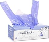 Ubbi Disposable Nappy Sacks, Lavender Scented, Easy-To-Tie Tabs, Baby Nappy Disposal or Pet Waste Bags, 200 Count