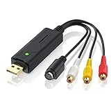 Aplic - USB Audio Video Grabber - Video-Formatwandler - Neue Software Windows 11 fähig - VHS - Videoadapter zur Bearbeitung Nachbearbeitung - vergoldete Kontakte