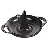 STAUB Hähnchenbräter, Hähnchengrill, Hähnchen Ständer, Gusseisen, 24 cm, für alle Herdarten inkl Backofen, Schwarz