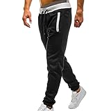 2024 AI Sport mit Taschen stabile elastische Freizeithose für Herren Taille Mitte Joggen Herrenhose Jogging Hosen Herren Eng (Black, XXXL)