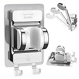 1 Duschkopfhalterung Ohne Bohren Duschbrause Halterung mit Hoher Haftkraft zur Nutzung auf Glatten Flächen wie Fliesen Glas Duschhalterung Ohne Bohren für Duschkopf mit Schlauch 120° Drehbar 2 Haken