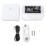 Naroote Heizkesselthermostat, 3 Modi WiFi Fernbedienung Timer Programmierbar Raumtemperaturregler mit Drehknopf Großes Display und Wetterfeuchtigkeitserfassung für Zuhause Büro