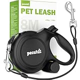 pecute Hundeleine 8m Bissfeste|Roll-Leine Reflektierende für Hund mit Kotbeutel-Set & Karabinerclip,Für mittelgroße & große Hunde (15-50kg)| 360°Anti-Verwicklung, Kotbeutel & Halter, Schwarz