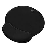 Rii Mauspad mit Gelkissen, 24.8x21x2.3cm, Ergonomisches Mauspad, Mousepad mit Handauflage,Spiele oder Büro, Schwarz
