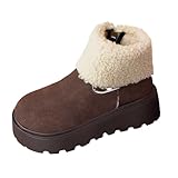 Generisch Damen Winter Schneestiefel Slip Dicke Sohle Gefütterte Stiefeletten Für Outdoor Casual Bequem Warm (Coffee, 37)