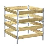 bellissa – Komposter für Garten 90x90x90cm (M) – Gartenkomposter in Holz-Metall Optik feuerverzinkt – Optimale Belüftung für schnelle Kompostierung – Nachhaltige Gartenlösung für Bio-Komposthaufen