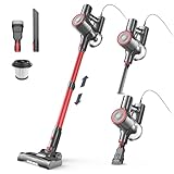 Staubsauger, 6-in-1 Stielstaubsauger & Handstaubsauger mit 6M Kabel, 23Kpa stark Saugkraft, 600W Motor, freistehender Staubsauger Beutellos Vacuum Cleaner für Harte Böden Teppich, klein leicht leiser