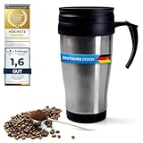 Dimono Coffee-2-go Thermobecher aus Edelstahl Trinkbecher Isotasse Isolierbecher Auslaufsicher Kaffeebecher Mehrweg-Becher Mug 400ml