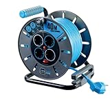MASTERPLUG Masterplug ProXT Kabeltrommel 4-fach 40m | Leicht und stabil | gut sichtbares Kabel | mit LED Betriebsanzeige und Thermoschutz (blau)