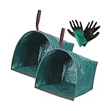 KESOTO 2 Stück Kehrschaufel Gartensäcke Zum Sammeln von Blättern, Tragbar, mit Handschuhen, Gartenlaub Abfallsäcke für Hofparks Im Freien, Mehrfarbig, 200l 76cmx56cmx43cm