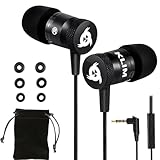 KLIM Fusion Kopfhörer in Ears mit Mikrofon - NEU - Langlebig - Innovativ: In-Ear Kopfhörer mit Memory Foam - 3.5 mm Jack - Sport Gaming In Ear Kopfhörer - Schwarz