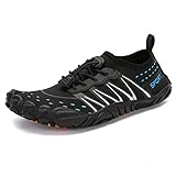 ASHION Badeschuhe Strandschuhe Aquaschuhe Wasserschuhe Surfschuhe Schwimmschuhe für Damen Herren Kinder,Schwarz Blau 46 EU