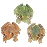 Yardenfun 3 Stück Teiliges Frosch Gartenfigur Resin Niedliche Miniatur Tiere Wetterfeste Gartendeko für Terrasse Blumenkübel Lebendige Outdoor Landschaftsornamente