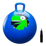 U&C Planet Sprungball 45 cm Hüpfball mit Pumpe 18 Zoll Hopper Ball für Kinder ab 3 Jahre aufblasbare Space Hoppers Jump Ball Drinnen & Draußen, Dinasour tiefblau