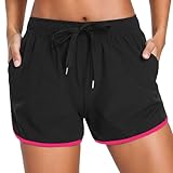 Damen Badeshorts Sommer Badehose Schnell Trocknende Boardshorts Strand Wassersport Shorts mit Liner Tasche Druck Schwimmhose