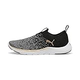 PUMA Damen Softride Remi Slip-on Knit Wn's Road Running Shoe, Puma Black Puma Gold Cool Dark Gray, 38.5 EU