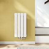 EMKE Heizkörper Klein 60 x 30 cm, Badezimmer Heizkörper Einlagig Flachheizkörper Mittelanschluss Paneelheizkörper Wandheizkörper Heizung Weiß 233W