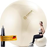 KIANA SPORTS® Gymnastikball & Sitzball - 4 Größen - Deutsche Entwicklung - Rutschfester Yoga Ball mit Noppen - Extra Dick & Belastbar - inkl. Pumpe & Übungsplan – Ideal für Fitness & Büro