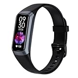 Fitness Tracker Smartwatch Herren Damen,24H Herzfrequenz- & Schlaftracking,Blutsauerstoff-Tracking, 20+ Sportmodi,1,1' AMOLED Display, Schrittzähler , IP67 wasserdicht für iOS Android (Schwarz)
