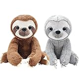 NIDONE 2 Stück Faultier-Kuscheltiere mit Langen Armen, umarmendes Plüsch-Faultierspielzeug zur Angstlinderung/Wärme oder Kindergeburtstags-Weihnachtsdekoration