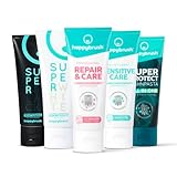 happybrush Natürliche & Vegane Zahnpasta Mix-Pack - Natürliche Zahncreme für gesunde und weisse Zähne ohne Mikroplastik für frischen Atem - Zahnpflege im großen Set (5 x 75ml)