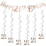 21. Geburtstag Party Hängende Wirbel Luftschlangen 21. Geburtstag Party Dekorationen Mädchen Rose Gold Geburtstag Decke Dekorationen Glänzende Folie Wirbel für 21. für Frauen Geburtstag Jahrestag