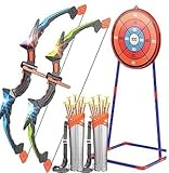 Hollyhi 2er-Pack Pfeil- und Bogen-Set für Kinder, LED-Bogenschießset-Spielzeug mit stehender Zielscheibe, Geburtstagsgeschenke für 5 6 7 8 9 10 11 12 13 14 Jahre alte Kinder, Jungen und Mädchen