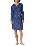 Schiesser Damen Langarm 100% Baumwolle Sleepshirt Bigshirt 100 cm Länge-Nightwear Nachthemd, Navy, 42