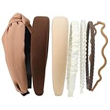 7 Stück Haarreifen Set Damen, Verschiedene Schleife Stirnband Stoff Haarreif Perlen Kunststoff Modische Stirnbänder Vintage Haarband für Damen Mädchen