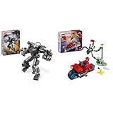 LEGO Marvel War Machine Mech, baubares Superhelden-Spielzeug mit 3 Shootern & Marvel Motorrad-Verfolgungsjagd: Spider-Man vs. Doc Ock, Superhelden-Spielzeug