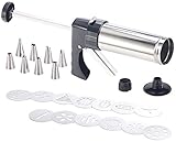 Rosenstein & Söhne Gebäckspritze: Profi-Edelstahl-Gebäckpresse & Garnierspritze, 13 Schablonen, 8 Tüllen (Teigspritze, Teigspritze Edelstahl, Gebäckpressen Garnierspritzen)