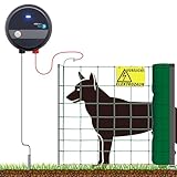 VOSS.farming Hundezaun 50m Elektro-Zaun für große Hunde + 230V Weidezaungerät fenci M05 Weidezaun Komplettset, Hunde-Netz Auslauf Gehege Elektro-Netz Grün