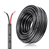 16AWG 2x1,5mm² 20Meter Elektrokabel 2-adrig Kabel, 5V/12V/24V Erdkabel verzinnte Kupferkabel, 300V flexibel und weich Stromkabel hohe Temperaturbeständigkeit Verlängerungskabel 20m