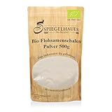 Bio Flohsamenschalen PULVER 500g – 99,5% Reinheit I Flohsamenschalenmehl low carb - indische Flohsamen- Schalen gemahlen ballaststoffreich