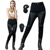 SHUOJIA Motorradhose weiblich Jeans Textil Motorrad Hose Mit Protektoren Sommer, Sportliche Motorrad Hose Mit Oberschenkeltaschen Armee,mit 4 Paar Protect-Pads (Upgrade-Armor,XXL)