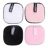 Wiederverwendbare Make-up-Entferner-Pads – 4 Stück Make-up-Entferner-Pads | Wiederverwendbare Gesichtsreinigungspads | 10 x 10 cm weiche Make-up-Entferner-Pads | Waschbare Gesichtsreinigungs-Öko-Pads