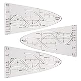 Parabelschablone Mathe,3 Stück Kurvenschablone,Parabel Lineal Set,Parabel Schablone,Parabel Glasklar Bruchsicher,Normalparabel für Sinus Kosinus Tangens Ein Wichtiges Hilfsmittel für Studium Und Beruf