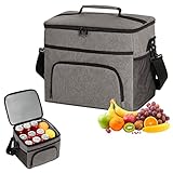 Laneetal Kühltasche 15L Picknicktasche faltbar, Lunchtasche, Thermotasche, Isoliertasche für Lebensmitteltransport, mit Tragegriff Schultergurt, für unterwegs Mittagessen, Grau