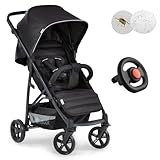 hauck Buggy Rapid 4 mit Lenkrad und XXL Zubehörpaket (Insekten- & Regenschutz) | Sportbuggy mit Liegefunktion, leicht & kompakt faltbar - Caviar Black